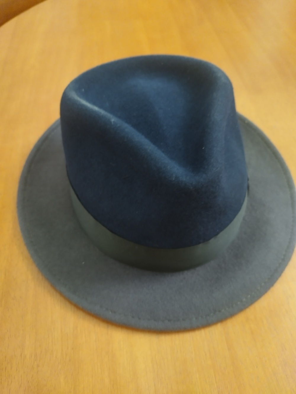 Stetson Two-Tone Wool Fedora Homburg Hat in Navy and Gray